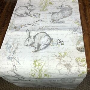 Envogue Bunny Easter Table Runner Long Neutral French Butterfly Dining Cotton